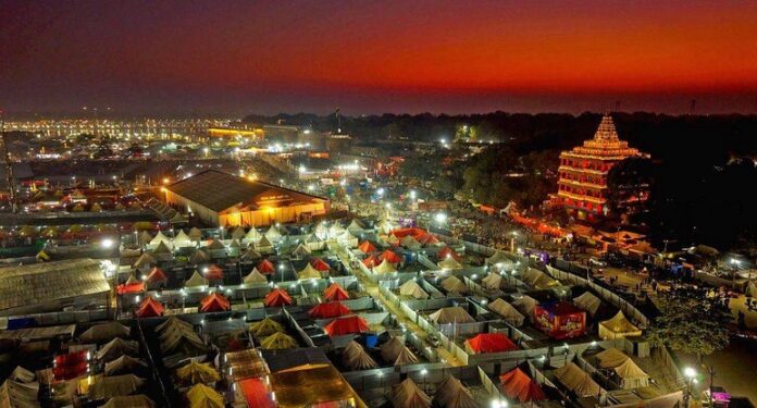 An aerial view of Mahakumbh 2025