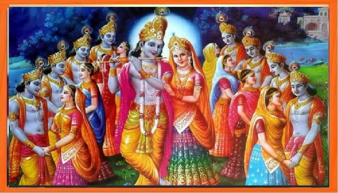 Lord Krishna with Gopis in Vrindavan